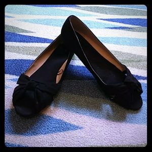 Black Peep-Toe Flats